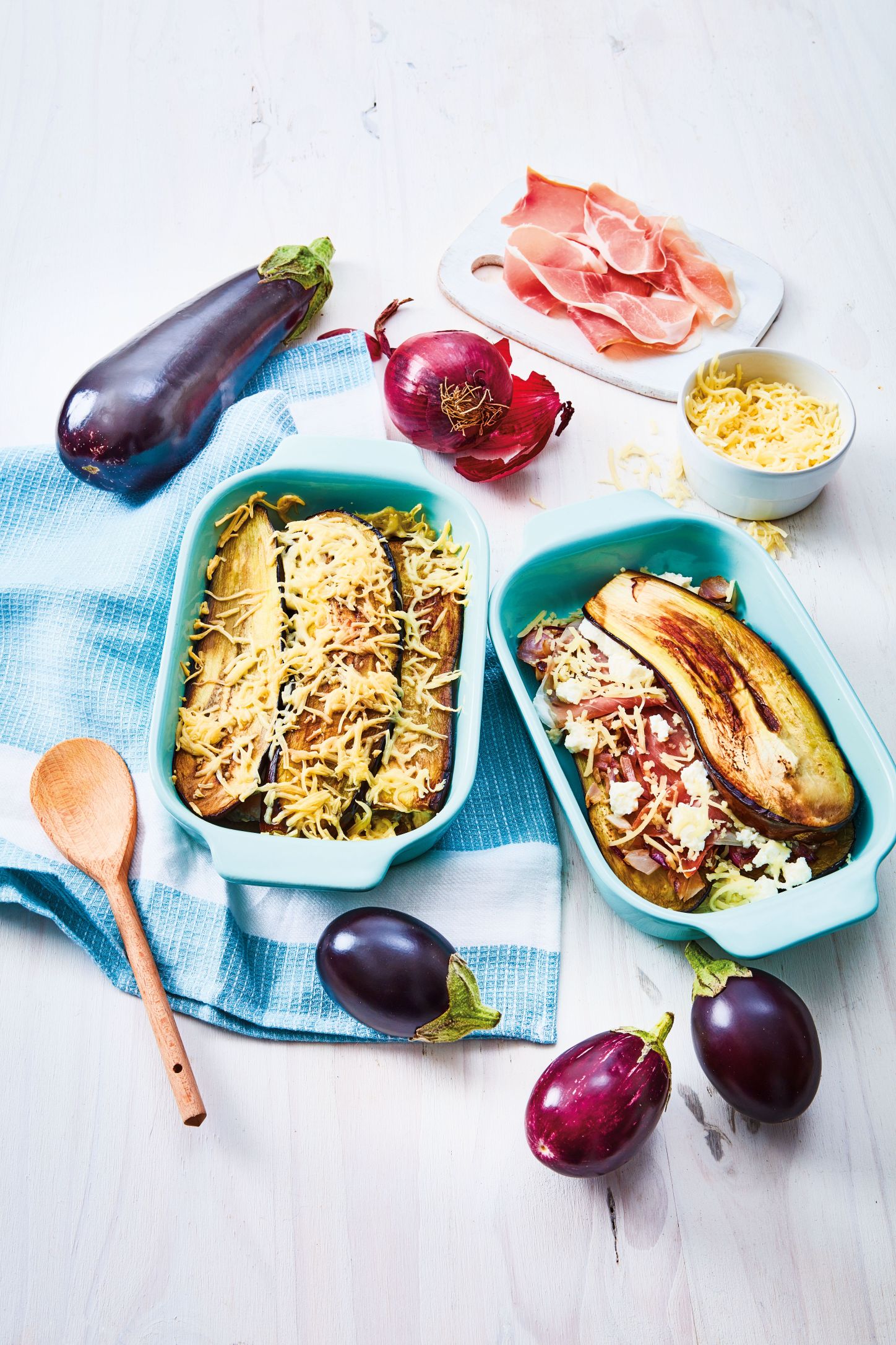 Gratin d'aubergines au jambon cru et à l'emmental aliive